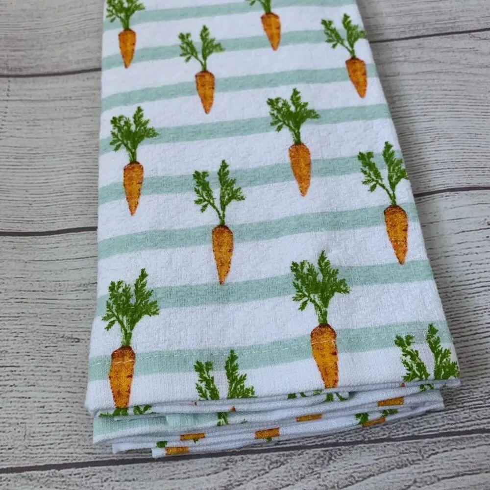 Martha Stewart Striped Carrot Kitchen Hand Towel Set of 2 Cotton Towels 16x24